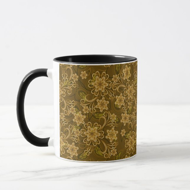 Goldenes Vintages Blumenmuster Tasse (Links)