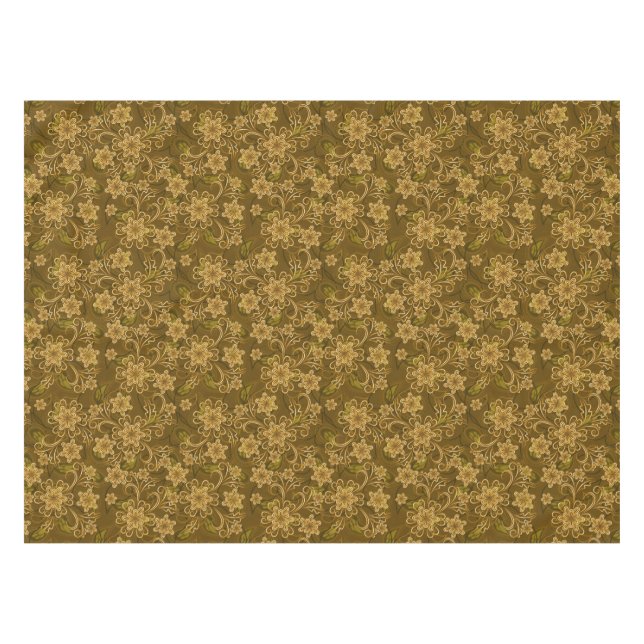 Goldenes Vintages Blumenmuster Tischdecke (Vorderseite (Horizontal))