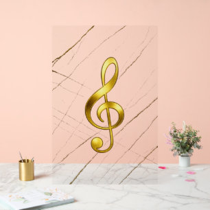 Goldenes Violinschlüssel-Marmor-Wandkunstwerk Acrylschild