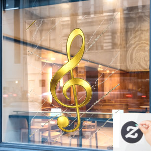 Goldenes Violinschlüssel-Marmor-Wandkunstwerk Fensteraufkleber