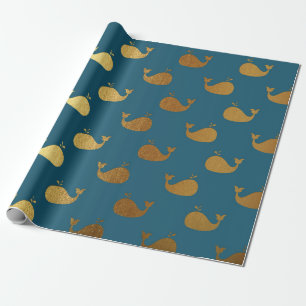Goldenes Wal-Ozean-Seewasserwasservip-Yacht Geschenkpapier