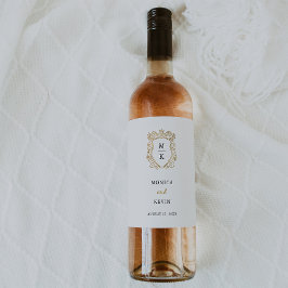 Goldenes Wappen | Elegante Wedding Monogram Weinetikett