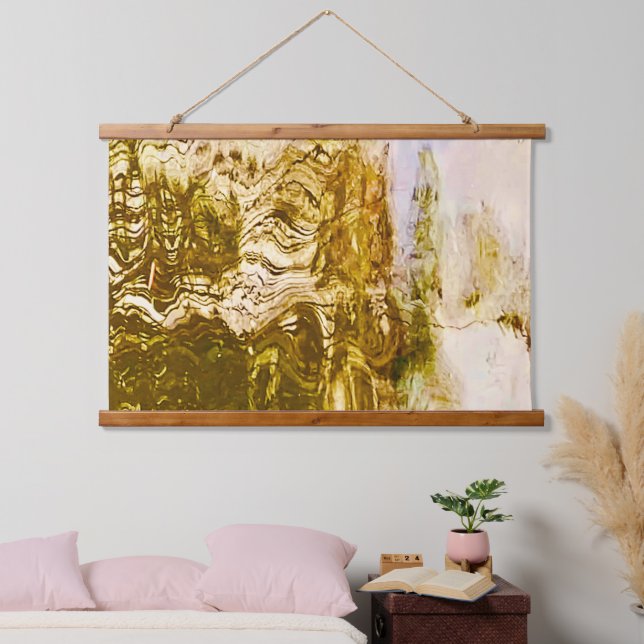 Goldenes Wasser Wandteppich Mit Holzrahmen (Schlafzimmer)