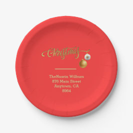 Goldenes Weihnachten auf rotem Weihnachten  Pappteller