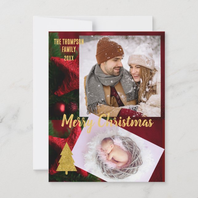 Goldenes Weihnachts-Foto mit eleganter Drehtextfam (Vorderseite)