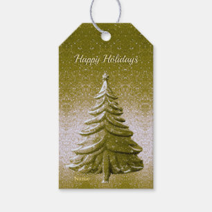 Goldenes Weihnachtsbaum-Geschenk-Tag Geschenkanhänger