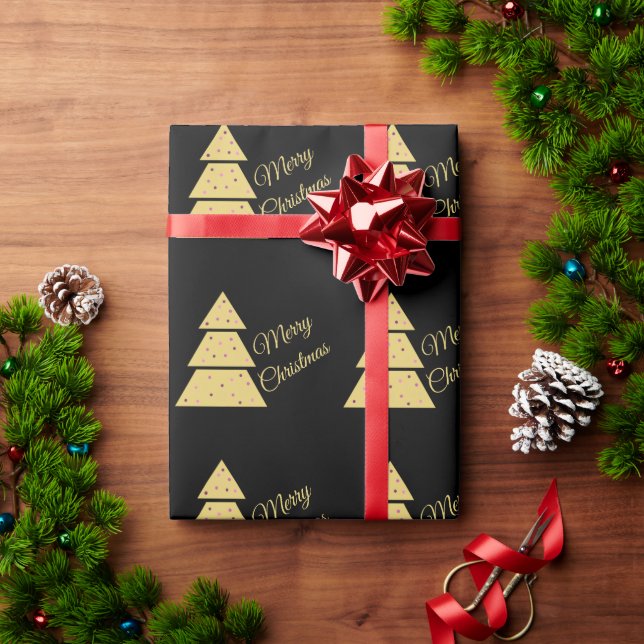 Goldenes Weihnachtsbaum-Geschenkpapier Geschenkpapier (Feiertagsgeschenk)
