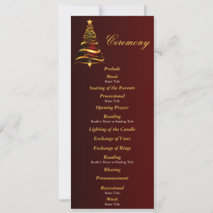 Goldenes Weihnachtsbaum-Hochzeitszeremonie-Program Einladung