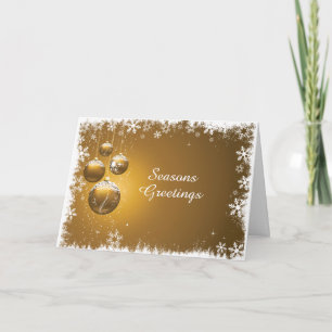 Goldenes Weihnachtsdesign mit Glühbirnen und Schne Karte