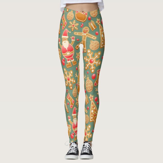 Goldenes Weihnachtsgebäck Leggings (Vorderseite)