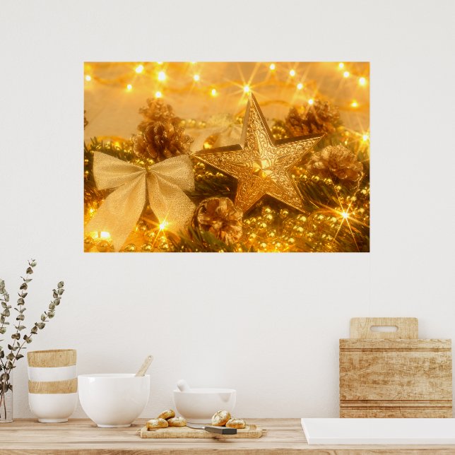Goldenes Weihnachtsgebäck Poster (Küche)