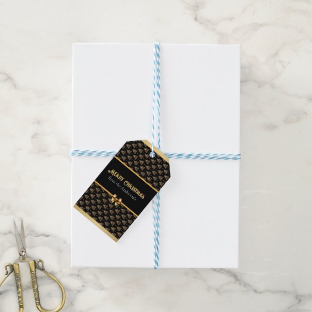 Goldenes Weihnachtsgeschenk-Anhänger Geschenkanhänger (Mit Garn)
