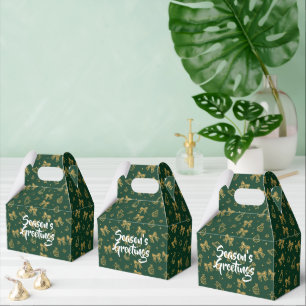 Goldenes Weihnachtsglocken- und Schleifenmuster Geschenkschachtel