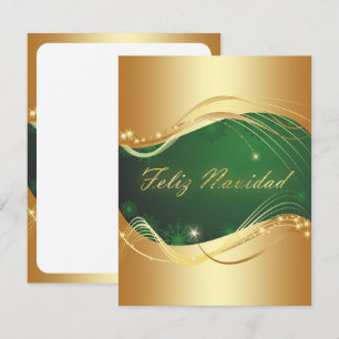 Goldenes Weihnachtsmotiv mit grünem Hintergrund Einladung