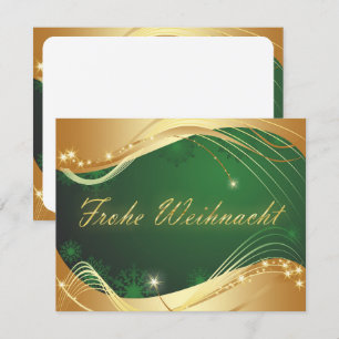 Goldenes Weihnachtsmotiv mit grünem Hintergrund Einladung
