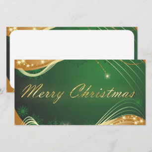 Goldenes Weihnachtsmotiv mit grünem Hintergrund Feiertagskarte