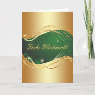 Goldenes Weihnachtsmotiv mit grünem Hintergrund Feiertagskarte