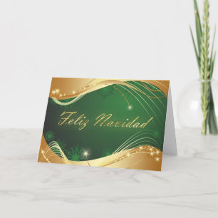 Goldenes Weihnachtsmotiv mit grünem Hintergrund Feiertagskarte