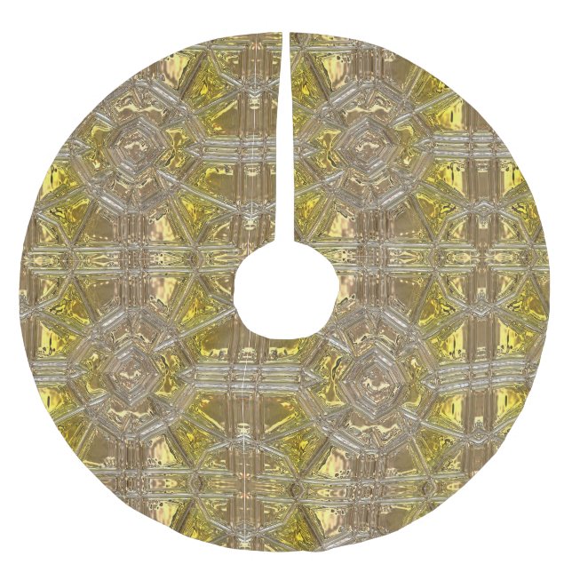 Goldenes Weihnachtsmuster Elegant Polyester Weihnachtsbaumdecke (Vorderseite)