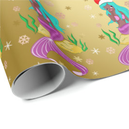 Goldenes Weihnachtsschneeflottmuster Geschenkpapier