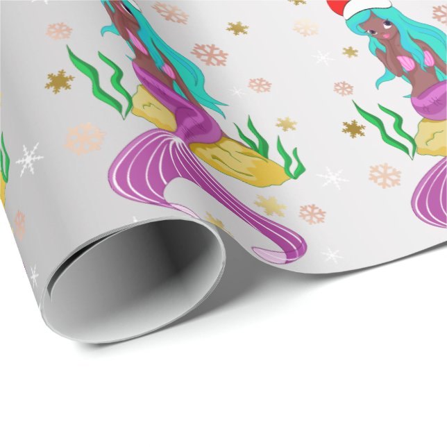 Goldenes Weihnachtsschneeflottmuster Geschenkpapier (Rolleneckpunkt)