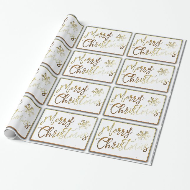 Goldenes Weihnachtswrapping Geschenkpapier (Ungerollt)