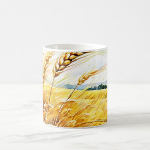 Goldenes Weizenfeld im Sommer schwingen Kaffeetasse