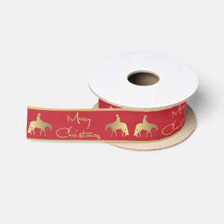 Goldenes Western-Vergnügens-Pferderot-Weihnachten Satinband