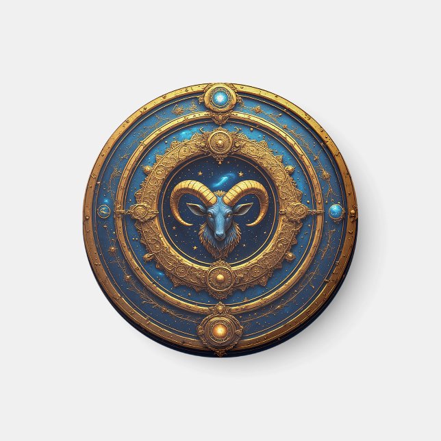 Goldenes Widder-Sternzeichen-Schild Magnet (Vorne)