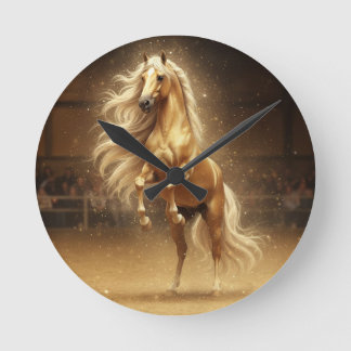 Goldenes Wildpferd – Symbol der Schönheit\Macht\Re Runde Wanduhr