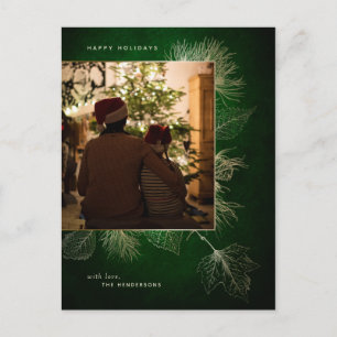 Goldenes Winter Pine Holiday Foto Postkarte