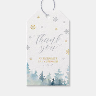 Goldenes Winter-Wunderland-Baby-Shower-Dankeschön- Geschenkanhänger