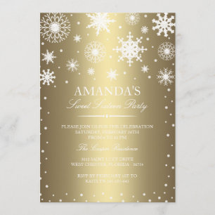 Goldenes Winter-Wunderland Sweet 16 Einladung