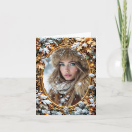 Goldenes Winterbild Rahmen Karte