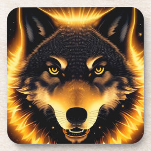 🐺 Goldenes Wolfsgesicht Für Moderne Trink Dekorat Getränkeuntersetzer