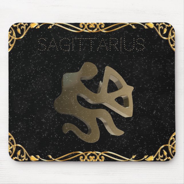 Goldenes Zeichen des Schützen Mousepad (Vorne)