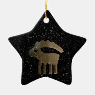 Goldenes Zeichen des Steinbocks Keramikornament