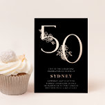 Goldenes Zeitalter | 50. Geburtstagsparty Rose Gol Folieneinladung<br><div class="desc">Feiern Sie ihren Meilenstein Geburtstag mit diesen schicken 50. Geburtstagsfeierlichkeiten mit "50" in echter Rose Goldfolie mit Blume. Personalisieren Sie Ihre Party-Details in eleganter Weißschrift. Eine schicke und erstklassige Wahl für fabelhafte 50. Geburtstagsfeiern!</div>