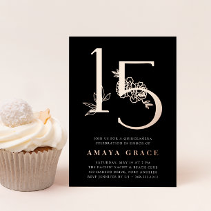 Goldenes Zeitalter Quinceanera Birthday Rose Gol Folieneinladung