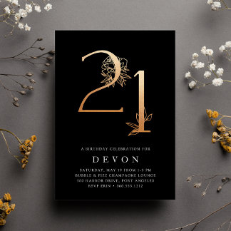 Goldenes Zeitalter | Rose Gold 21. Geburtstag Part Einladung