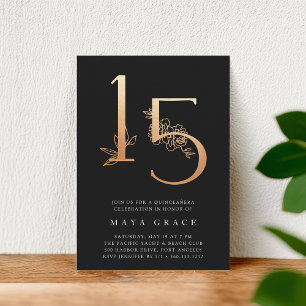 Goldenes Zeitalter   Rose Gold Quinceanera Einladung