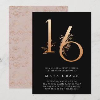 Goldenes Zeitalter | Rose Gold Sweet 16 Geburtstag Einladung