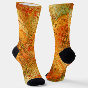 Goldenes Ziermuster Paisley Socken