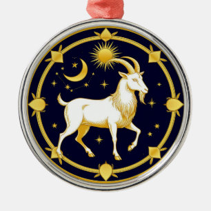 Goldenes Zodiac Steinbock-Design Ornament Aus Metall