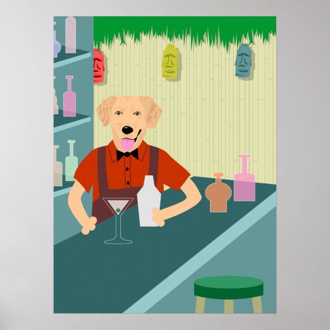 Goldenretrieverbartenderposter Poster (Vorne)