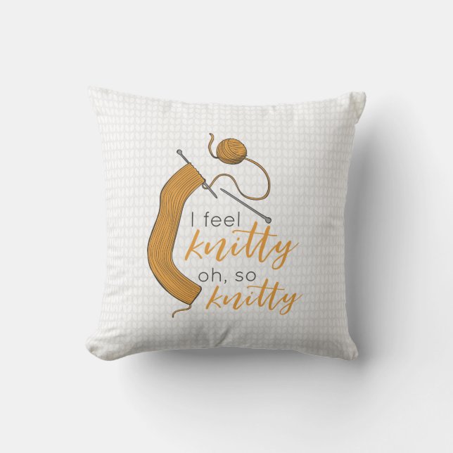 Goldenrod Gelb ich fühle mich Knitty, Oh, so Knitt Kissen (Vorderseite)
