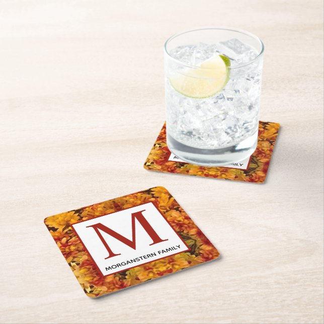 Goldenrod Nah-up Editable Monogram Rechteckiger Pappuntersetzer (Vor Ort)