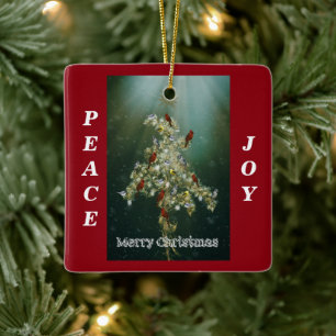 Goldenrod & Songbirds Weihnachtsgrüßen Keramikornament