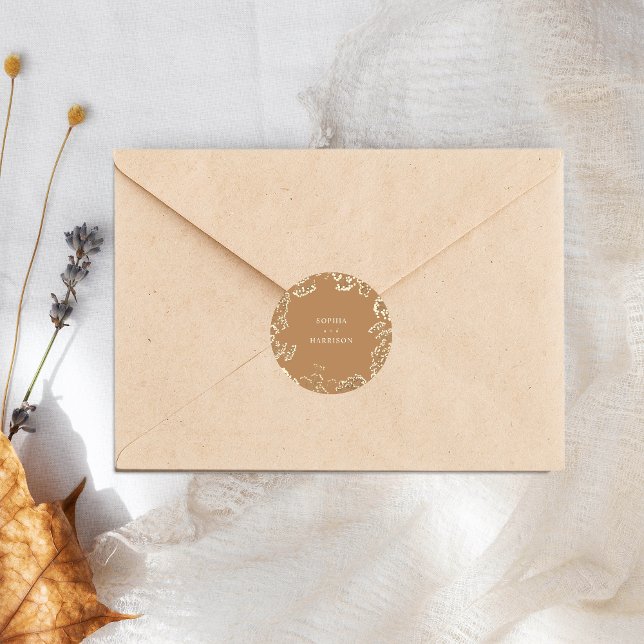 Goldenrod Wedding Classic Round Runder Aufkleber (Von Creator hochgeladen)