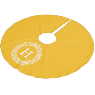 Goldenrod Welch griechischer Schlüsselrahmen Initi Polyester Weihnachtsbaumdecke